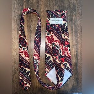 Louis Feraud Black and Red Silk Paisley Tie